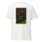 Unisex t-shirt featuring Claude Monet 'Camille' artwork, shown in White, front view, sizes S–5XL