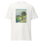 Unisex t-shirt featuring Claude Monet 'Coup de vent' artwork, shown in White, front view, sizes S–5XL