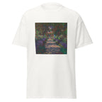 Unisex t-shirt featuring Claude Monet 'Eine Allee in Monets Garten' artwork, shown in White, front view, sizes S–5XL