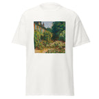 Unisex t-shirt featuring Claude Monet 'La maison de l’artiste' artwork, shown in White, front view, sizes S–5XL