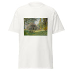 Unisex t-shirt featuring Claude Monet 'Parc Monceau' artwork, shown in White, front view, sizes S–5XL