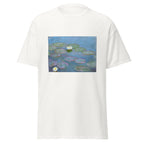 Unisex t-shirt featuring Claude Monet 'Nymphéas' artwork, shown in White, front view, sizes S–5XL