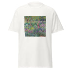 Unisex t-shirt featuring Claude Monet 'The Artist’s Garden in Giverny' artwork, shown in White, front view, sizes S–5XL