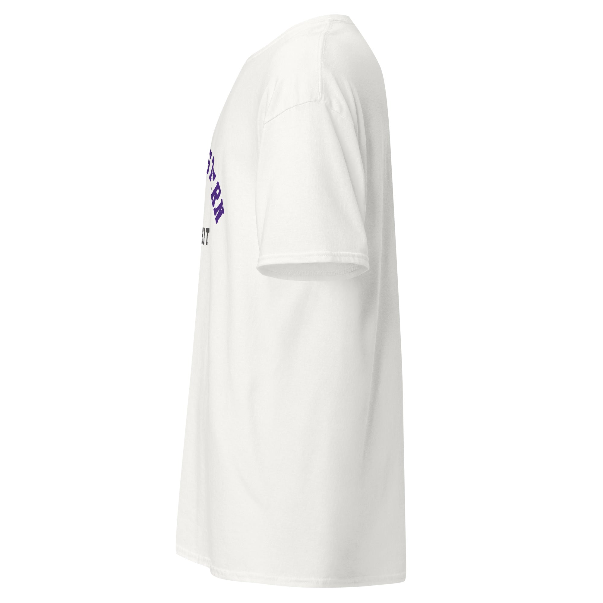 Unisex classic tee featuring Northwestern University name and branding in purple and white