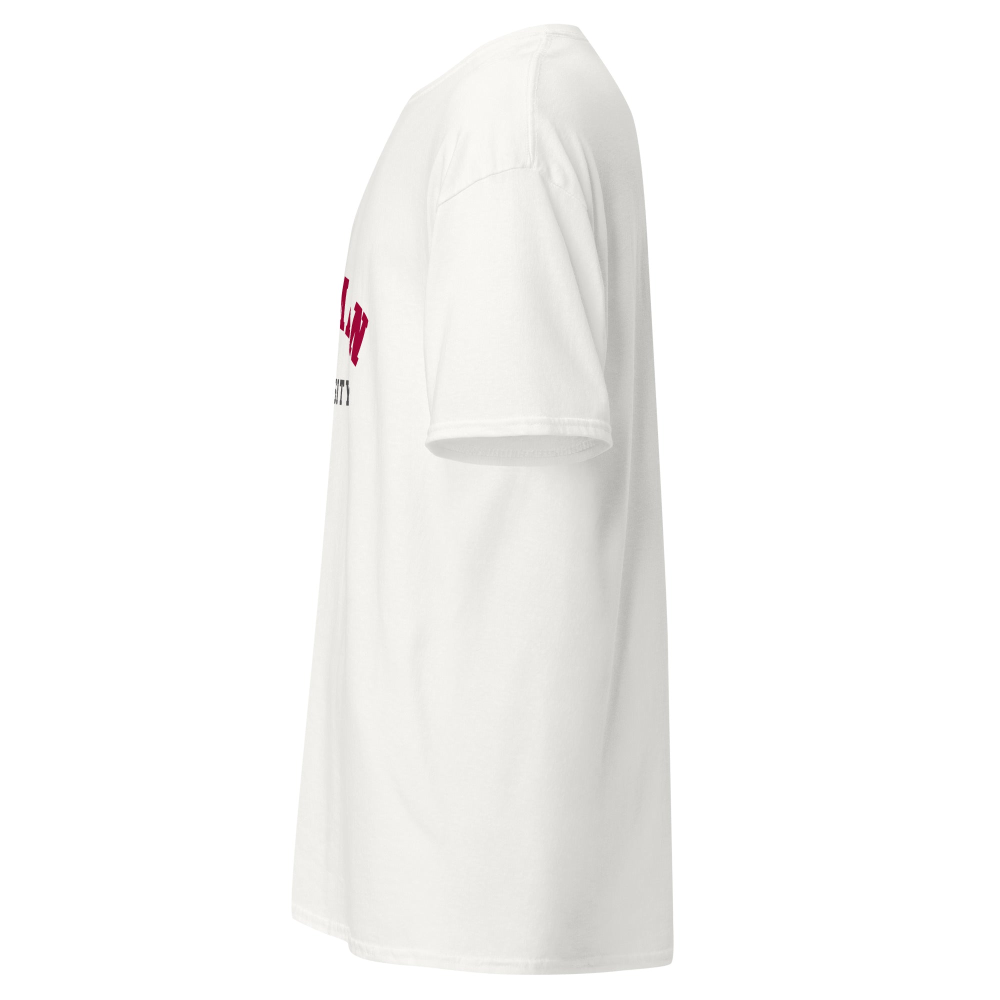 Unisex heather gray t-shirt featuring Chapman University logo printed across the front chest