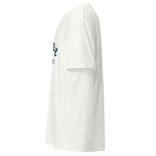 Unisex navy blue t-shirt featuring Duquesne University logo printed across the front chest
