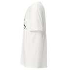 Unisex navy blue t-shirt featuring University of Connecticut logo printed across the front chest