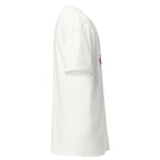 Unisex white t-shirt featuring University of Adelaide logo printed across the front chest