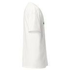 Unisex white t-shirt featuring Newcastle University logo printed across the front chest