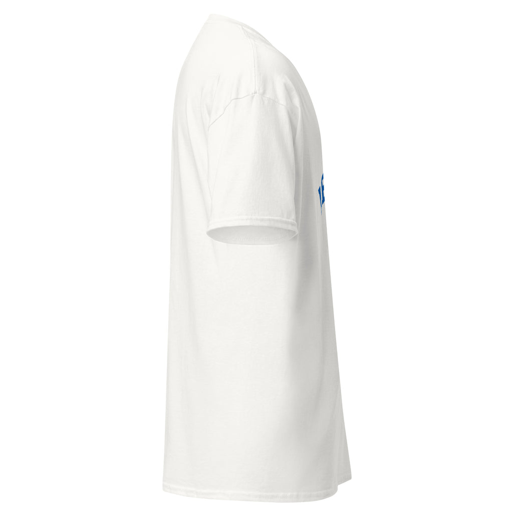 Unisex white t-shirt featuring University of Aberdeen logo printed across the front chest