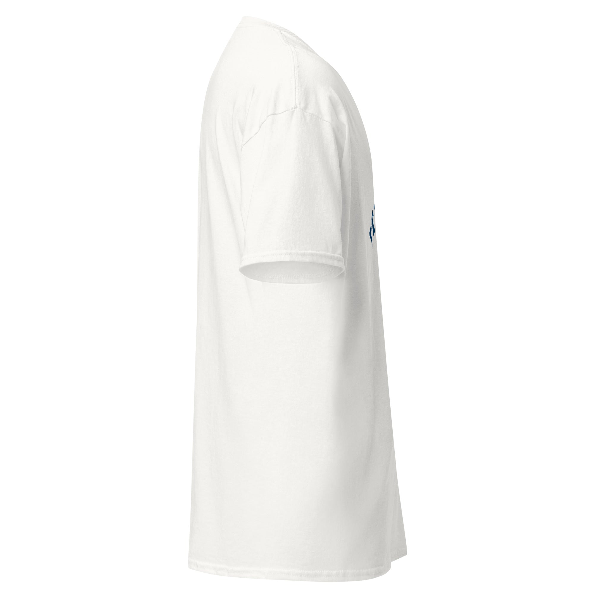 Unisex white t-shirt featuring University of Strathclyde logo printed across the front chest