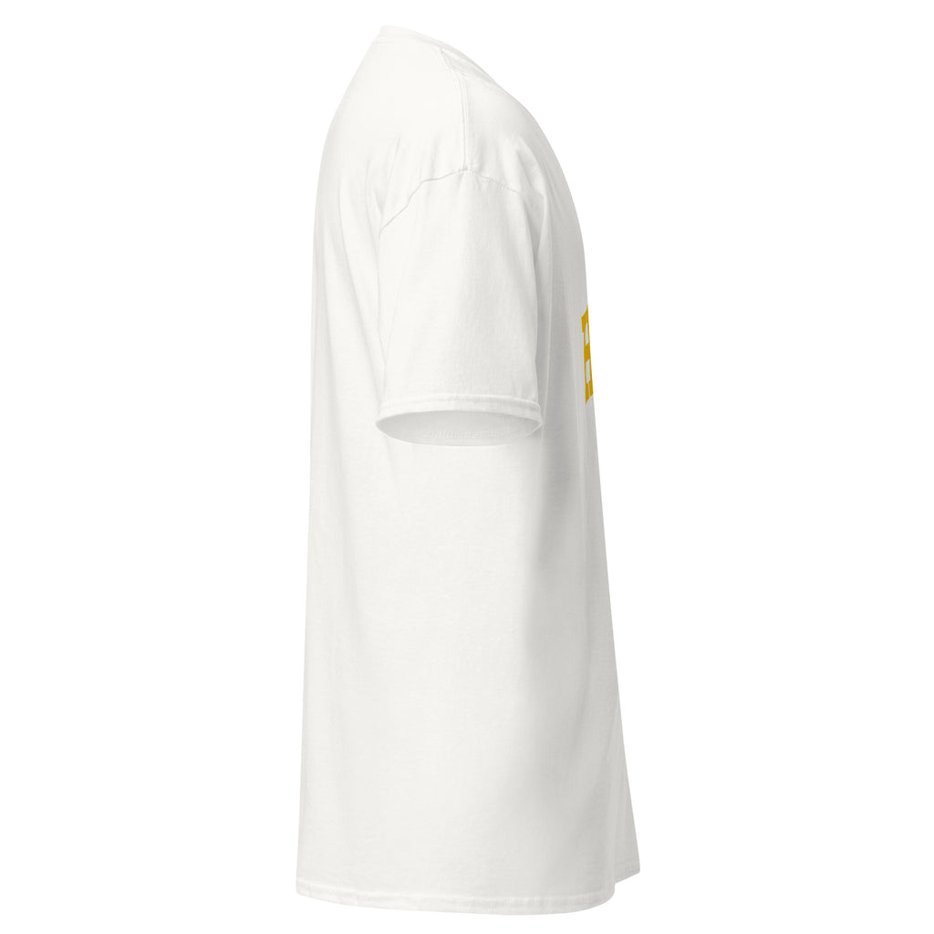 Unisex white t-shirt featuring University of Hull logo printed across the front chest