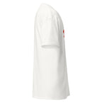 Unisex white t-shirt featuring Trump University logo printed across the front chest