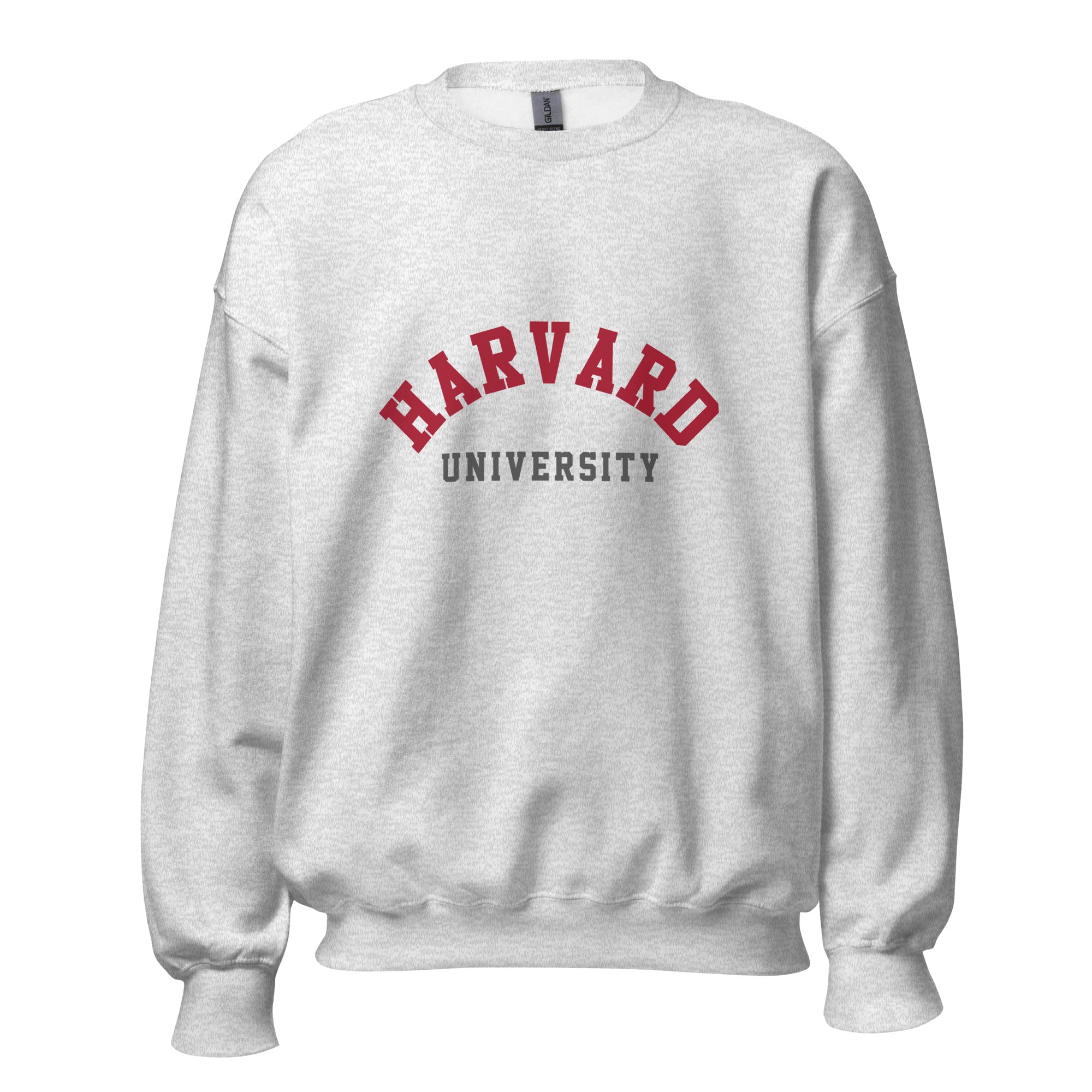 Unisex sweatshirt featuring Harvard University name and branding in crimson and white