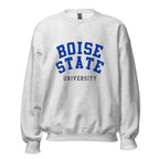 Unisex sweatshirt featuring Boise State University name and branding in blue and orange