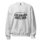 Unisex sweatshirt featuring University of Colorado Boulder name and branding in gold and black