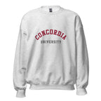 Unisex sweatshirt featuring Concordia University name and branding in burgundy and gold