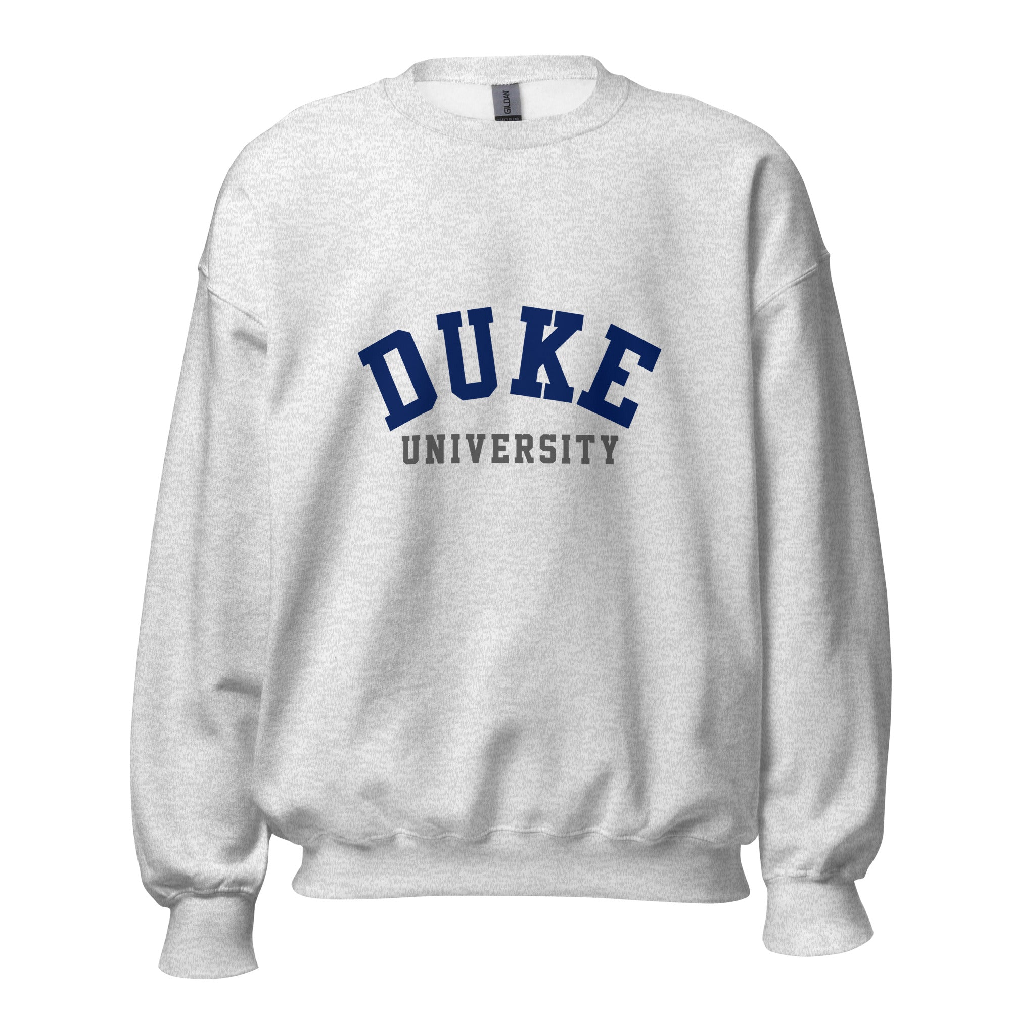 Unisex sweatshirt featuring Duke University name and branding in royal blue and white