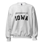 Unisex sweatshirt featuring University of Iowa name and branding in black and gold