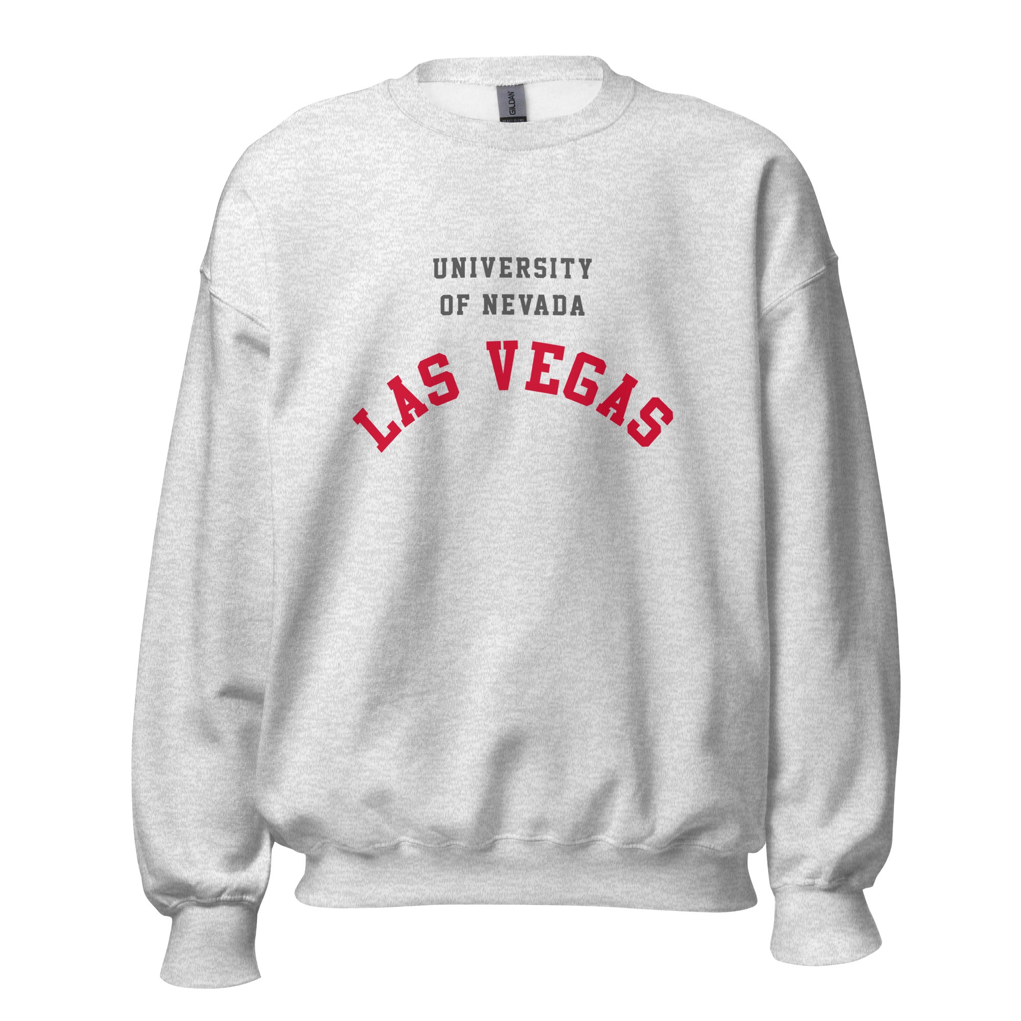 Unisex sweatshirt featuring UNLV name and branding in scarlet and grey