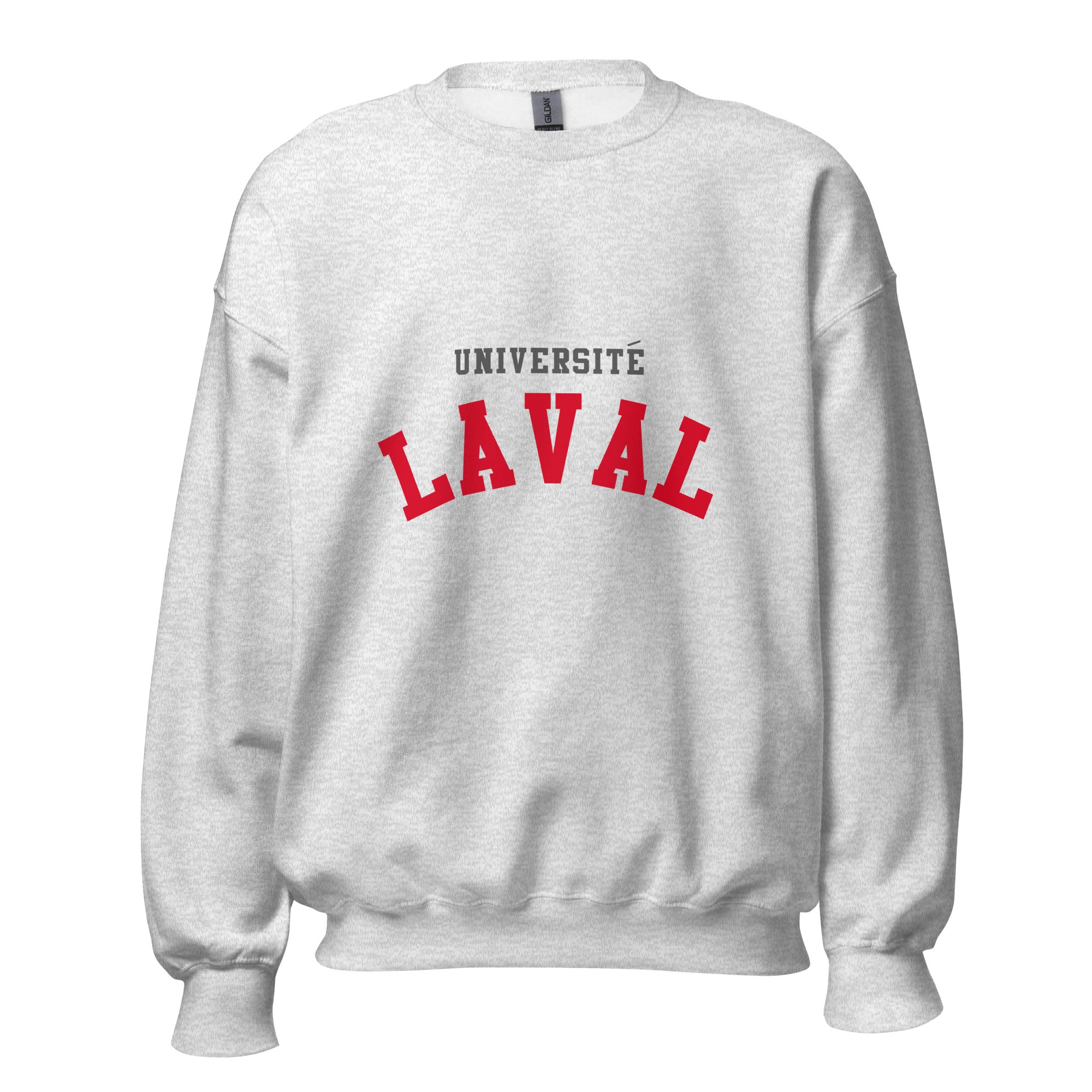 Unisex sweatshirt featuring Université Laval name and branding in red and gold
