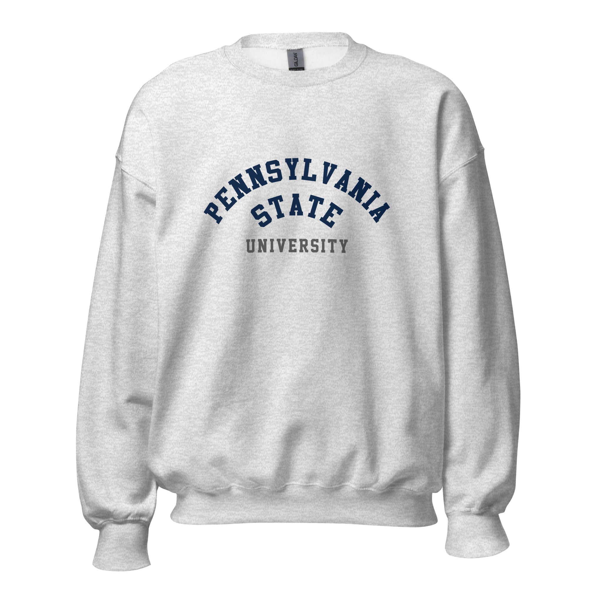 Unisex sweatshirt featuring Penn State University name and branding in navy and white