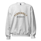 Unisex sweatshirt featuring Vanderbilt University name and branding in black and gold