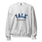 Unisex black sweatshirt featuring Yale University logo printed across the front chest