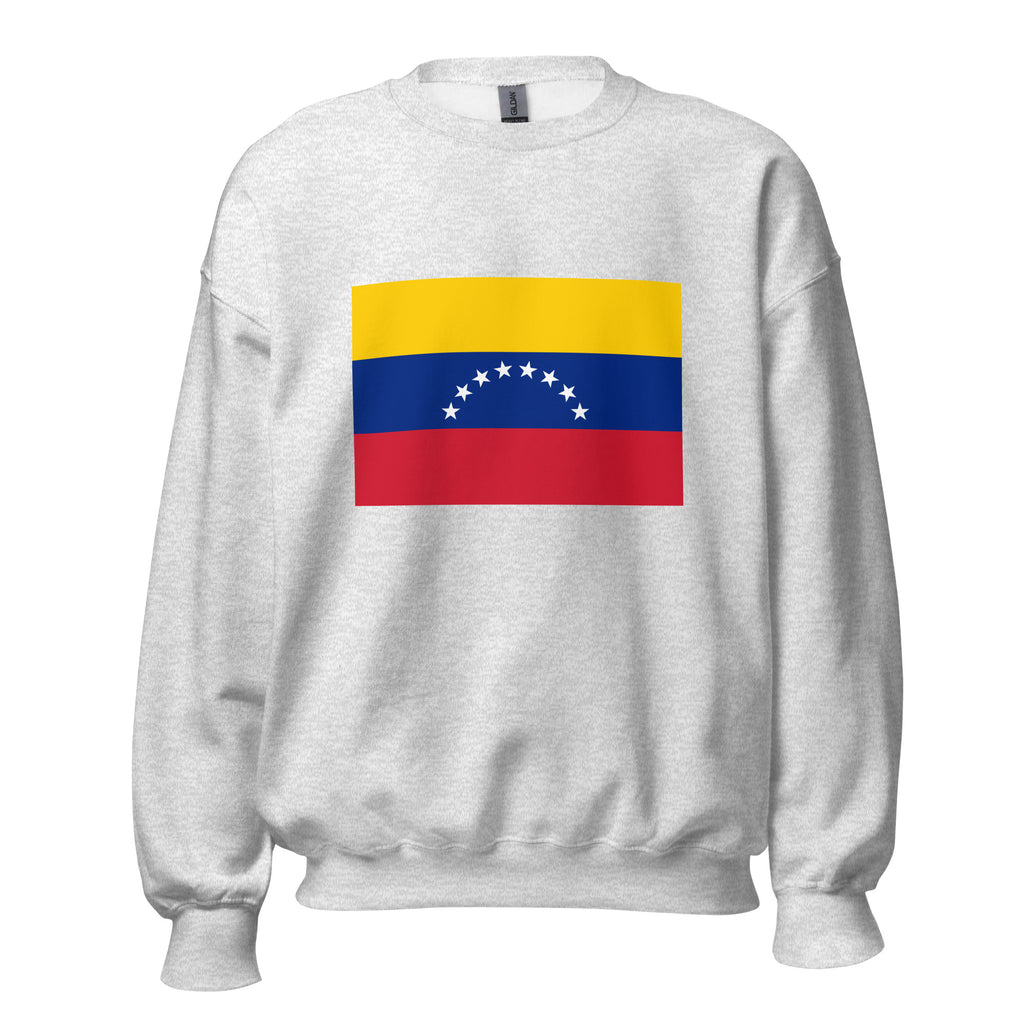 Unisex black sweatshirt featuring Venezuelan flag design printed across the front chest