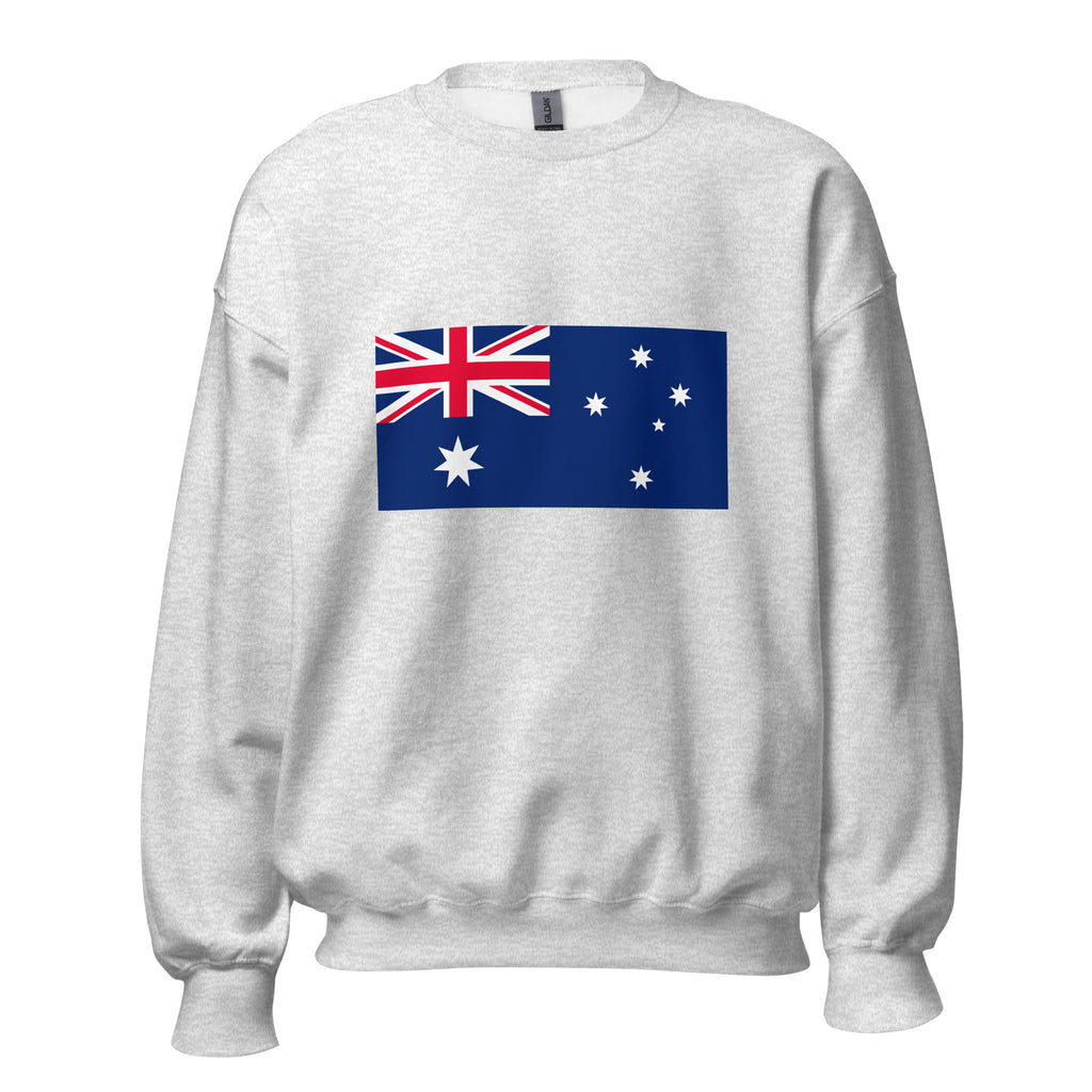 Unisex navy blue sweatshirt featuring Australian flag design printed across the front chest