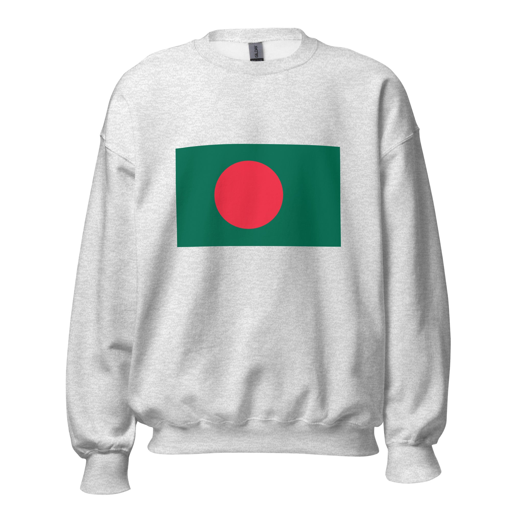 Unisex black sweatshirt featuring Bangladeshi flag design printed across the front chest