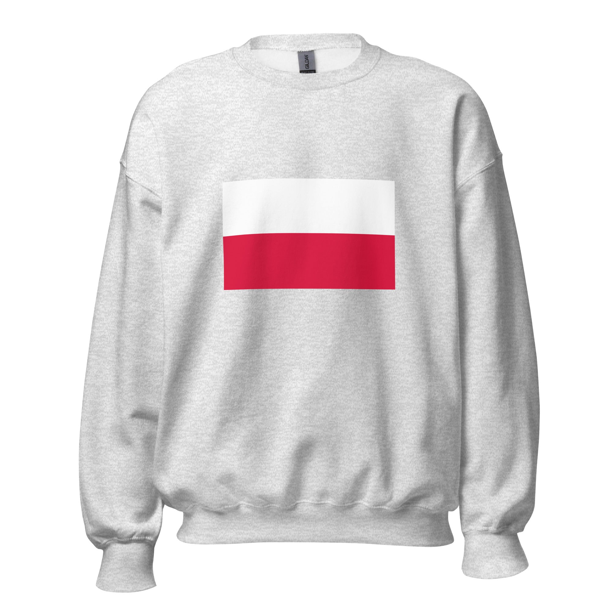 Unisex black sweatshirt featuring Polish flag design printed across the front chest