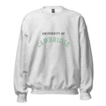 Unisex heather gray sweatshirt featuring University of Cambridge logo printed across the front chest