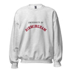 Unisex black sweatshirt featuring University of Birmingham logo printed across the front chest