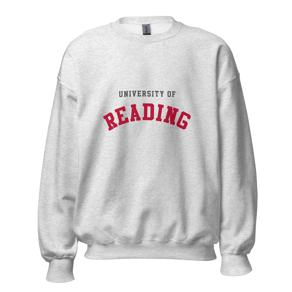Unisex navy blue sweatshirt featuring University of Reading logo printed across the front chest