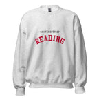 Unisex navy blue sweatshirt featuring University of Reading logo printed across the front chest