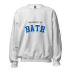 Unisex black sweatshirt featuring University of Bath logo printed across the front chest