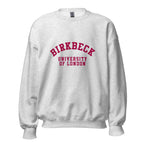 Unisex black sweatshirt featuring Birkbeck, University of London logo printed across the front chest
