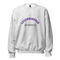 Unisex black sweatshirt featuring Loughborough University logo printed across the front chest