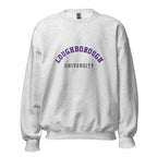 Unisex black sweatshirt featuring Loughborough University logo printed across the front chest
