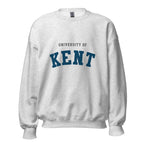 Unisex black sweatshirt featuring University of Kent logo printed across the front chest