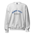 Unisex black sweatshirt featuring Heriot-Watt University logo printed across the front chest