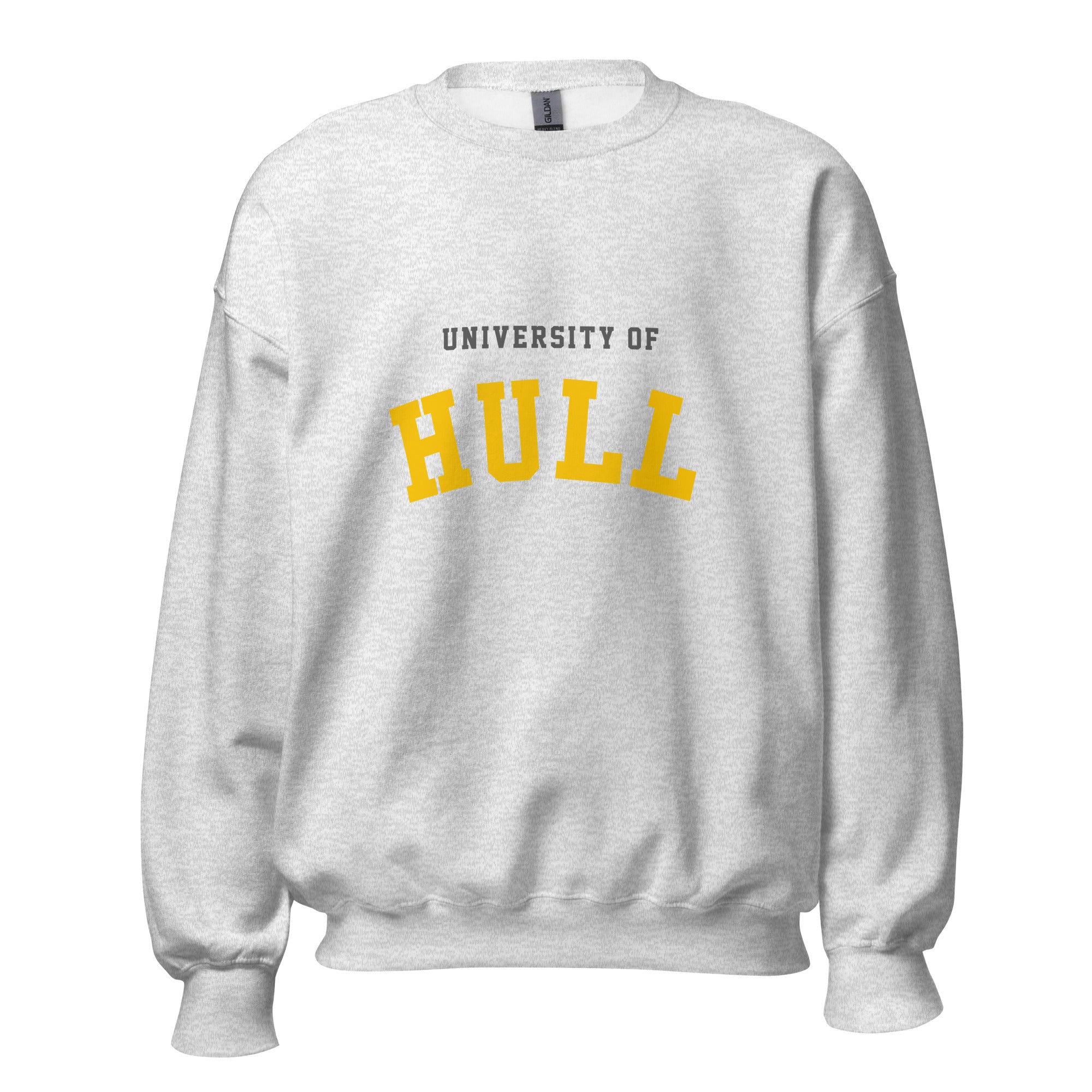 Unisex navy blue sweatshirt featuring University of Hull logo printed across the front chest