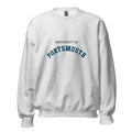 Unisex black sweatshirt featuring University of Portsmouth logo printed across the front chest
