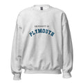 Unisex black sweatshirt featuring University of Plymouth logo printed across the front chest
