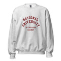 Unisex black sweatshirt featuring National University of Ireland Galway logo printed across the front chest