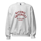 Unisex black sweatshirt featuring National University of Ireland Galway logo printed across the front chest