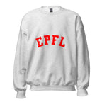 Unisex black sweatshirt featuring EPFL logo printed across the front chest