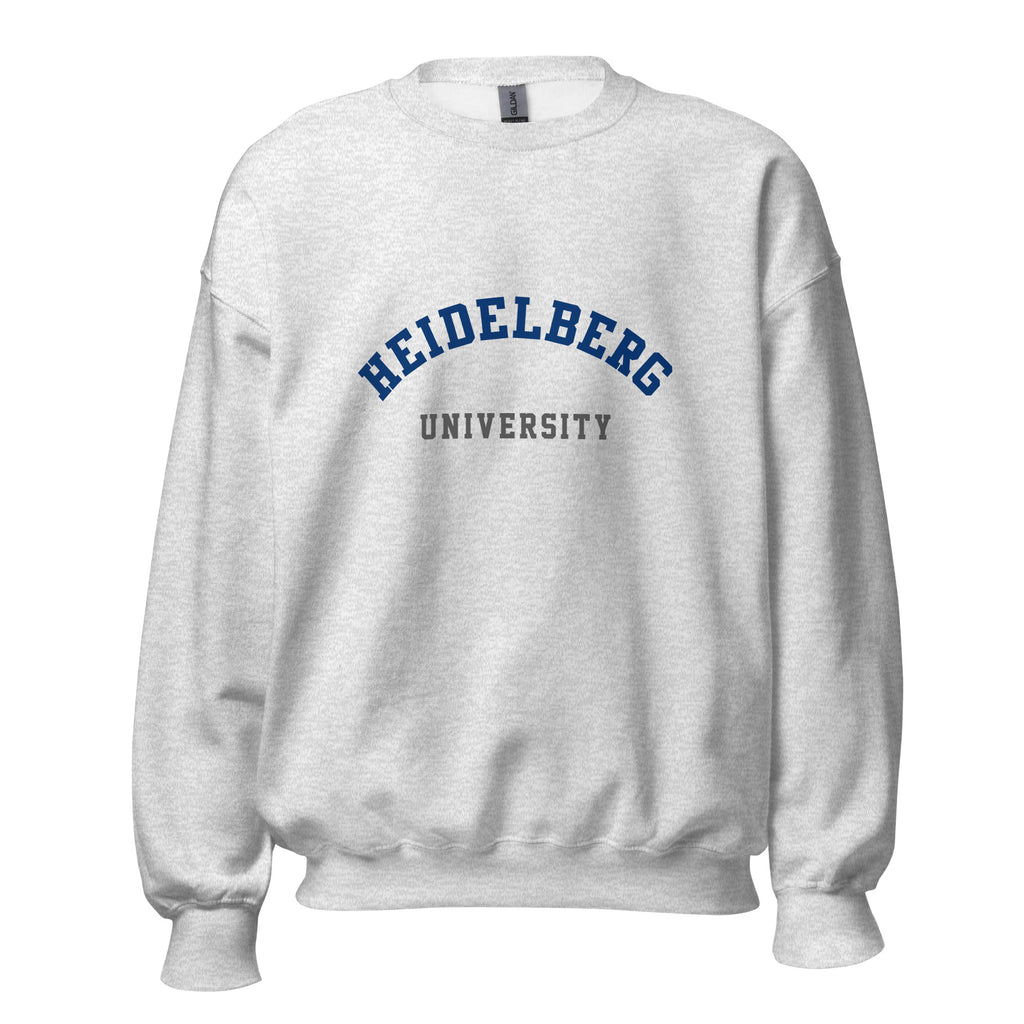 Unisex black sweatshirt featuring Heidelberg University logo printed across the front chest