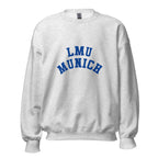 Unisex black sweatshirt featuring LMU Munich logo printed across the front chest